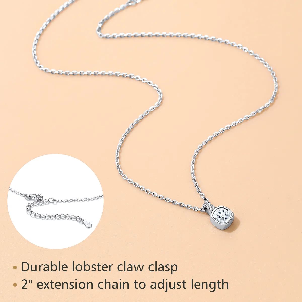 Birthstone CZ Pendant Necklace for Women