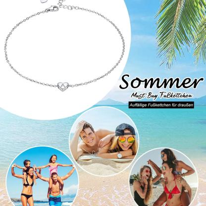 925 Sterling Silver Initial Anklets Heart Ankle Bracelet For Women  summer