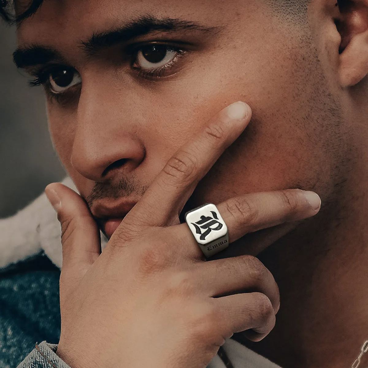 Name Signet Ring for Men model
