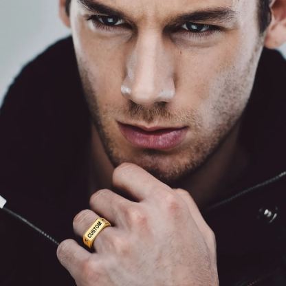 Personalized Name Engraved Signet Ring for Men model