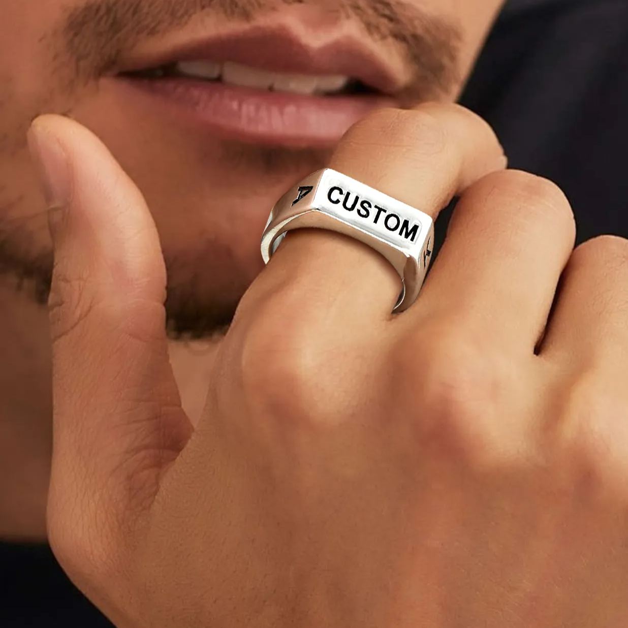 Personalized Engraved Signet Ring for Men model