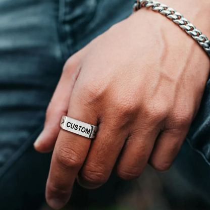 Personalized Name Engraved Signet Ring for Men model detail