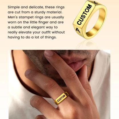Personalized Letter Engraved Signet Ring for Men