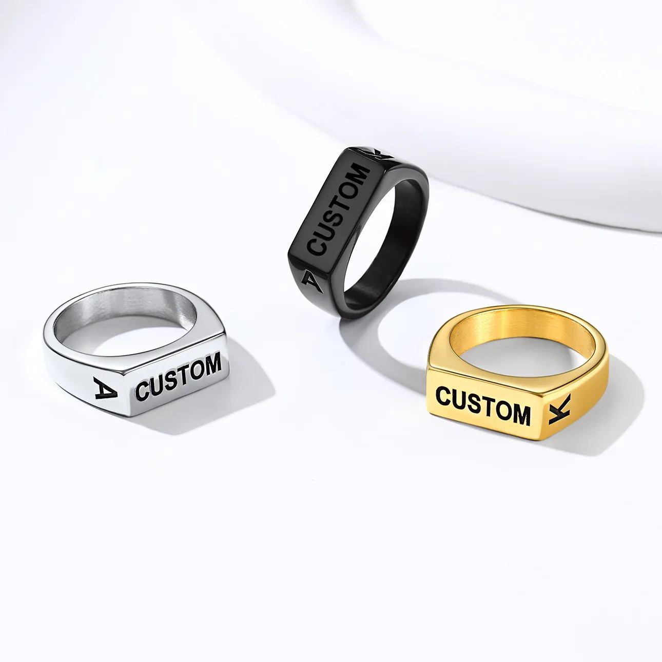 Personalized Name Engraved Signet Ring for Men collection