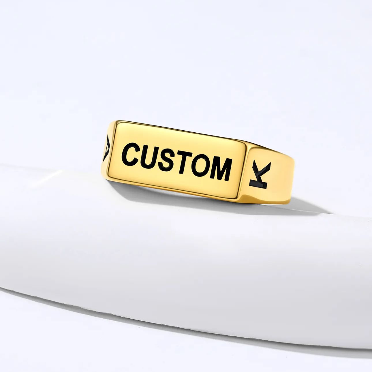 Personalized Name Engraved Signet Ring for Men occasion gold