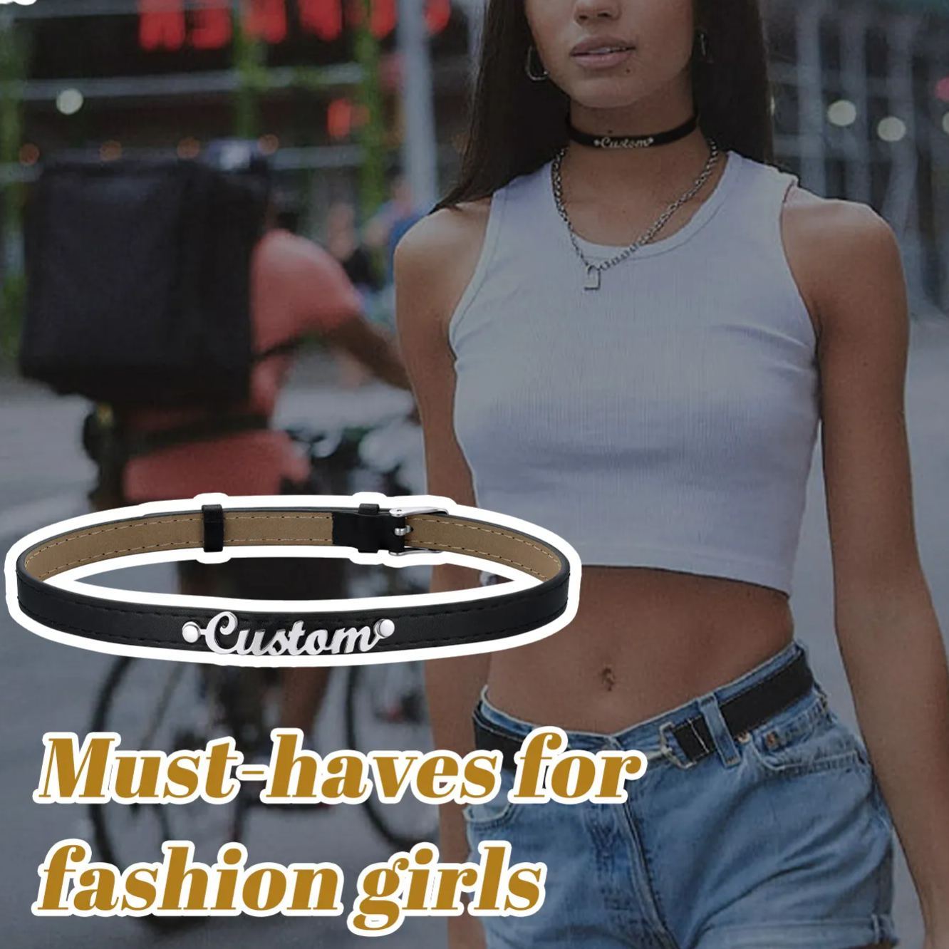 Personalized Fashion Name Leather Choker Necklace for Women