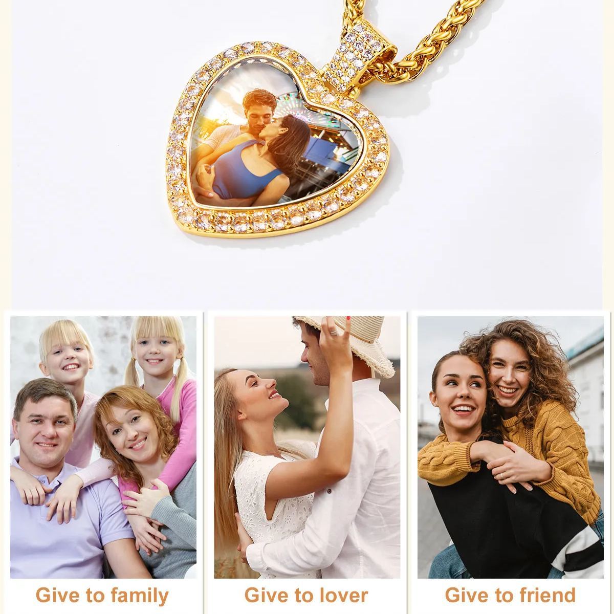 Personalized Photo Heart Pendant Necklace 