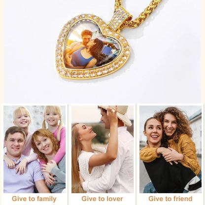 Personalized Photo Heart Pendant Necklace 