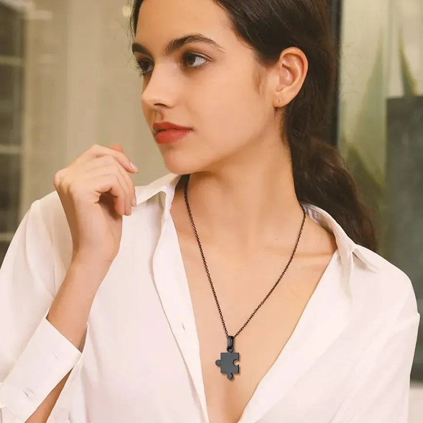 Custom Engraved Matching Puzzle BFF Necklace for Friends 4pcs model