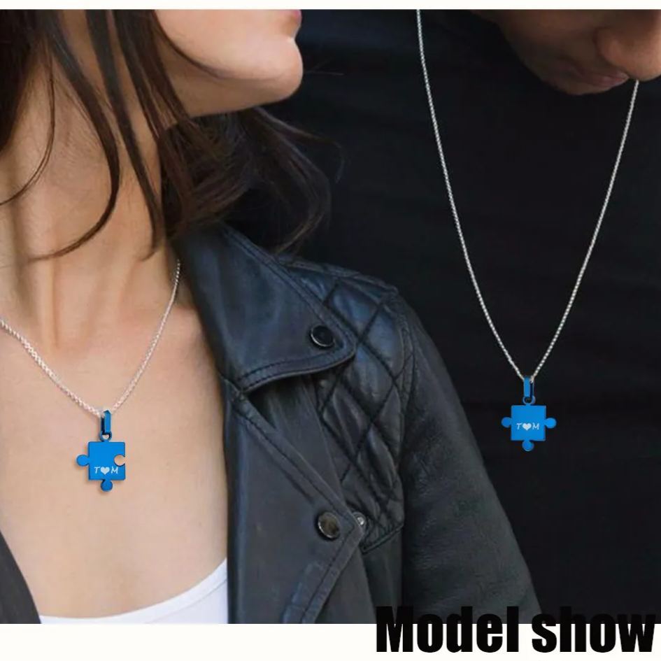Personalized Engraved Matching Puzzle Friendship Necklace 3pcs model