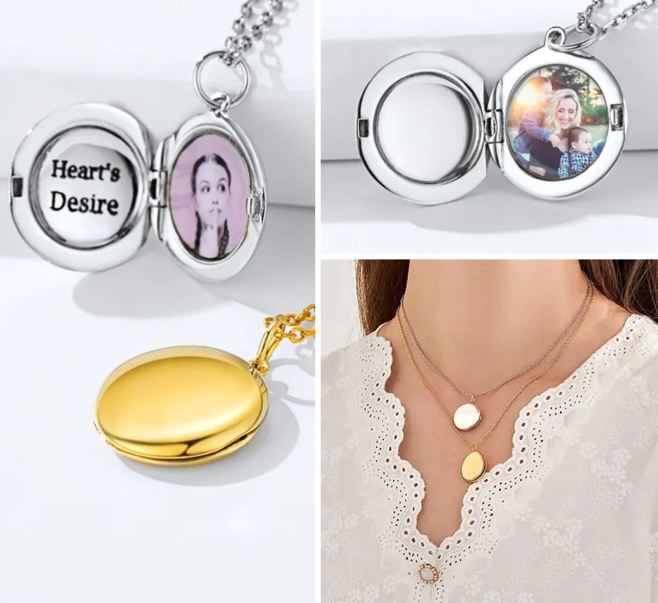 Personalized Photo Silver Locket Necklace for Women