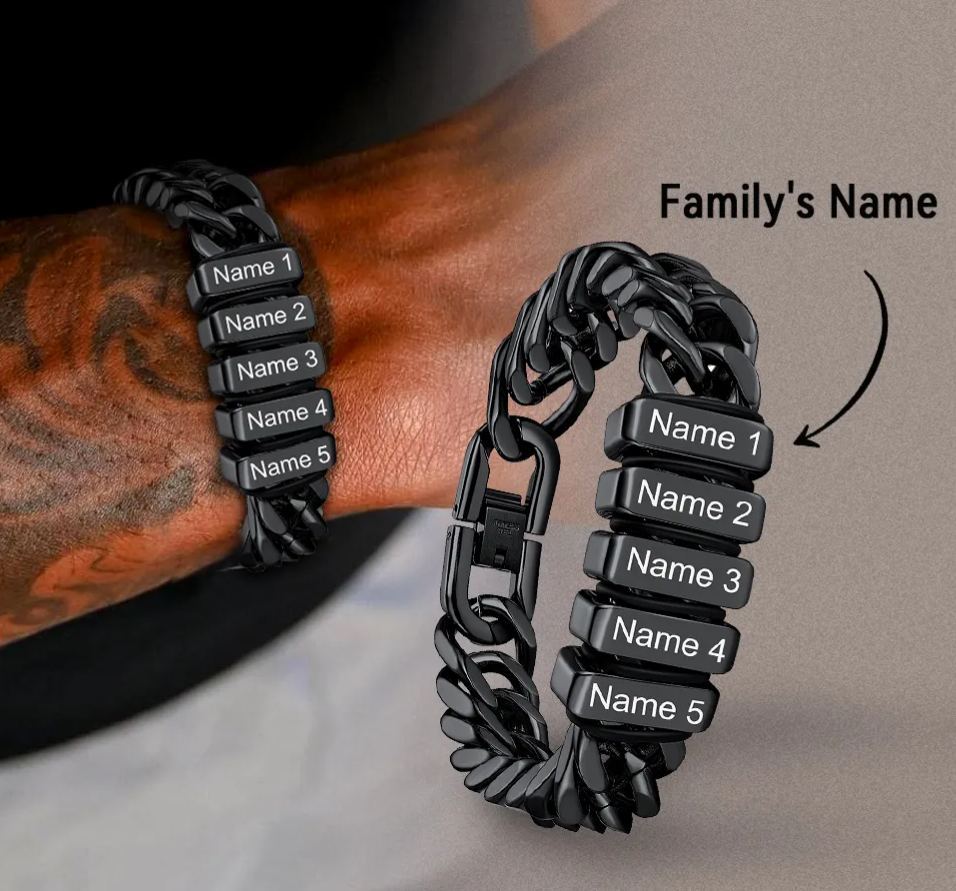 Personalized Name Engraved Beads Bracelet for Men 