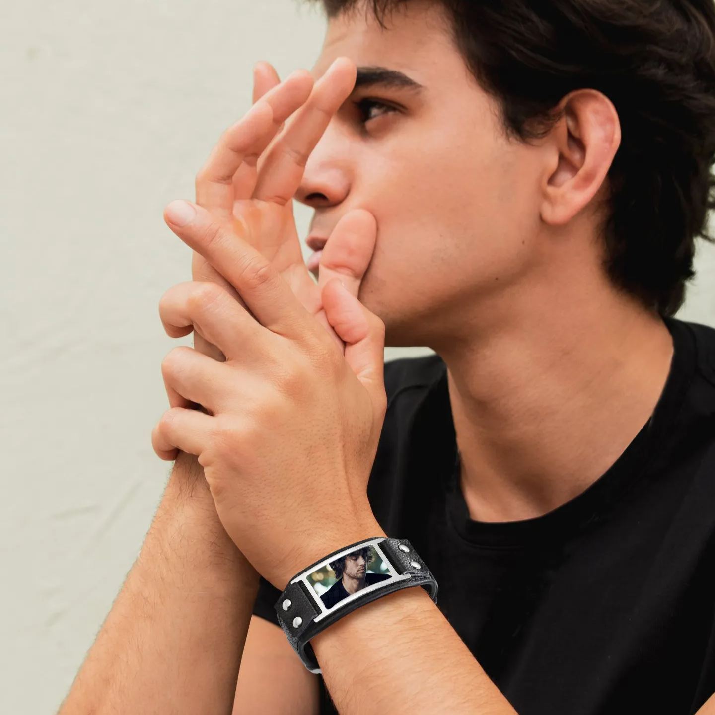  Custom Leather Bracelet with Picture for Men model