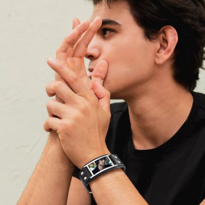  Custom Leather Bracelet with Picture for Men model