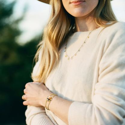 Personalized Photo Cuff Bracelets for Women model gold