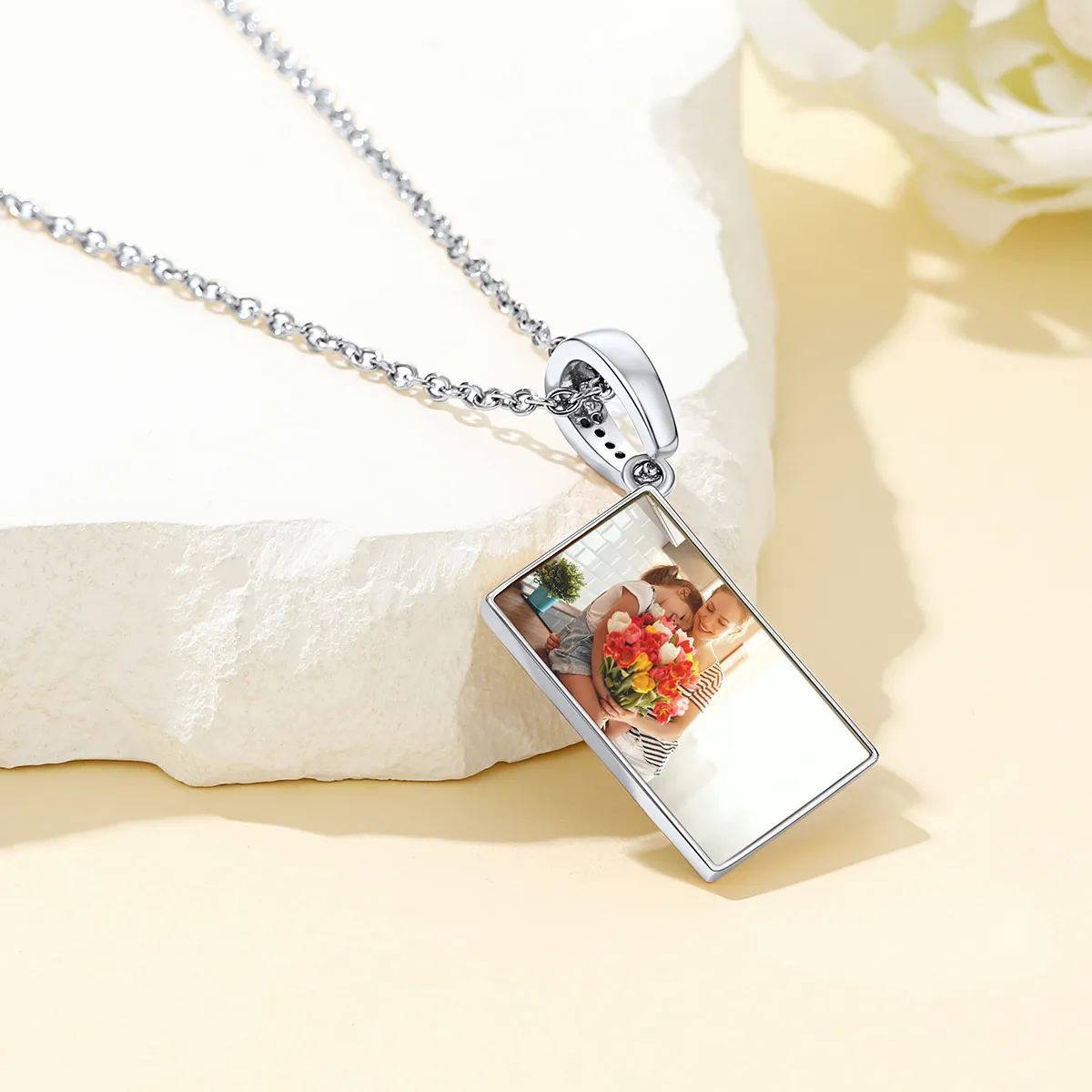 Women's Personalized Photo Envelope Necklace with Custom Birthstone occasion