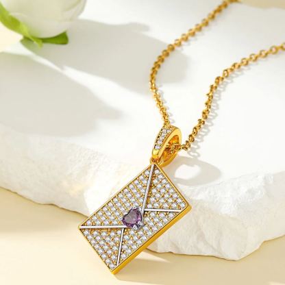 Women's Personalized Photo Envelope Necklace with Custom Birthstone occasion