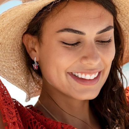 Sterling Silver Butterfly Hoop Earrings Cubic Zirconia 