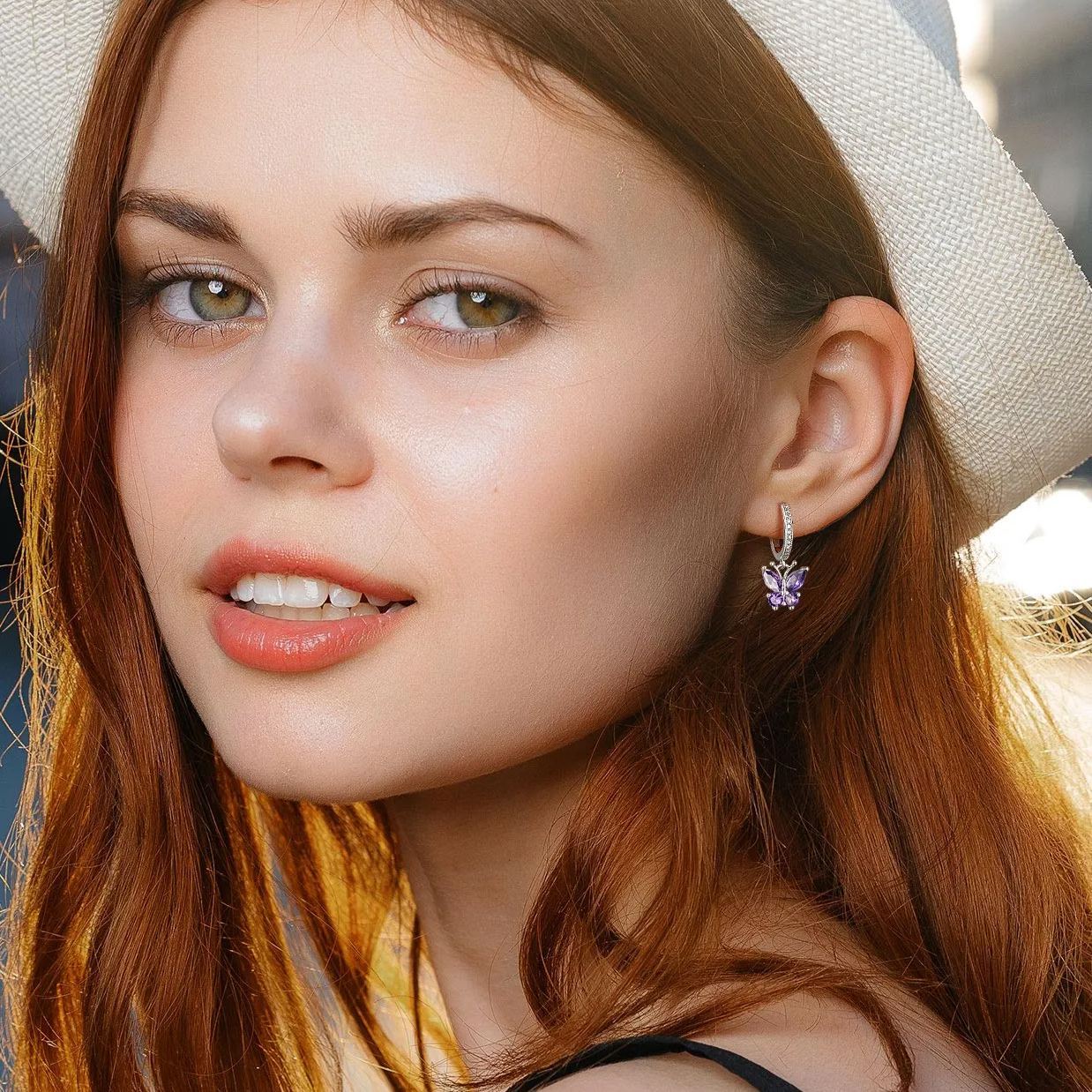 Sterling Silver Butterfly Hoop Earrings 