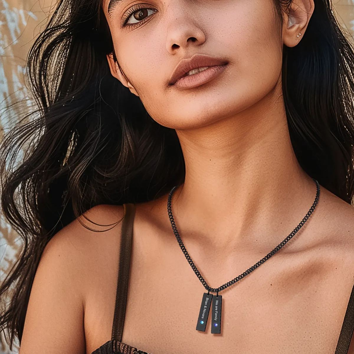 Personalized Birthstone Bar Necklaces for Women