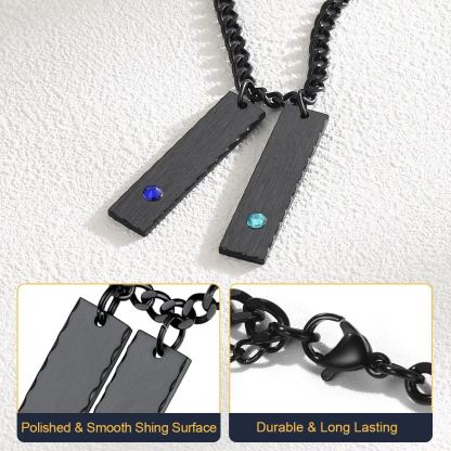 Personalized Birthstone Bar Necklaces with 1-3 Names Engraved for Women detail