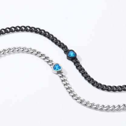 Anklet Heart Birthstone fot Women with Cuban Chain scene
