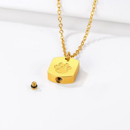 Dog Paw Cremation Urn Necklace Stainless Steel Memorial Jewelry for pet lover