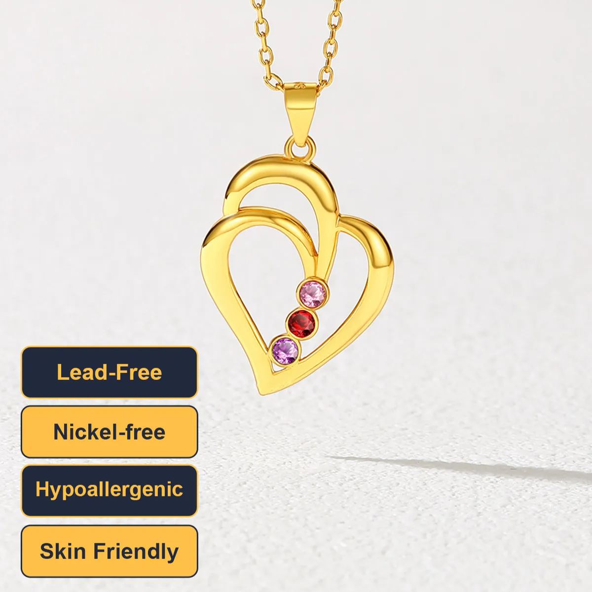 Personalized Family Heart Birthstone Necklace scene