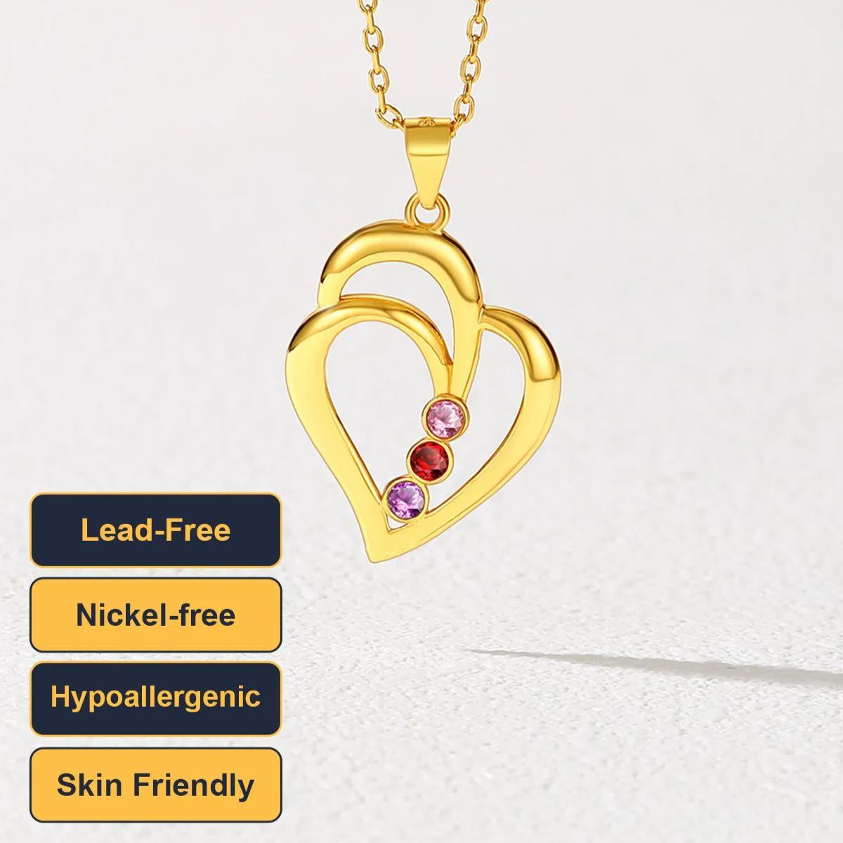 Personalized Family Heart Birthstone Necklace scene