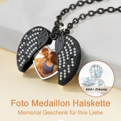 Personalized Angel Wings Heart Locket Necklace with Picture gift pendentif 