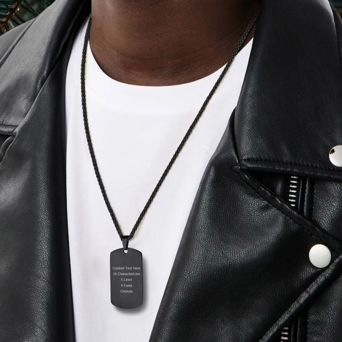 Custom Engraved Double Sided Dog Tag Necklace Men