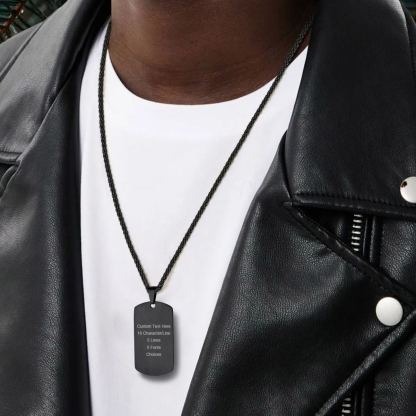 Custom Engraved Double Sided Dog Tag Necklace Men