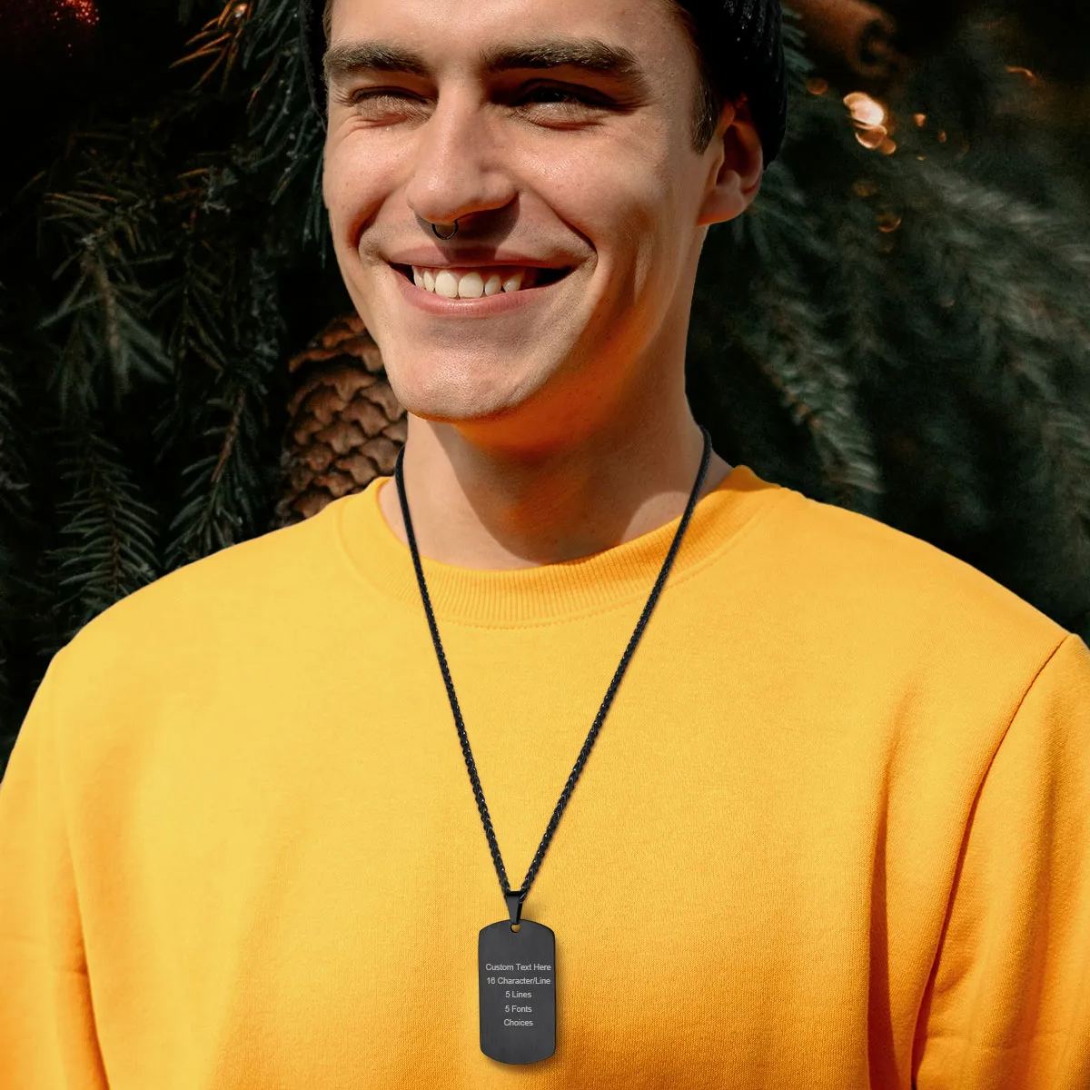 Custom Engraved Double Sided Dog Tag men Necklace