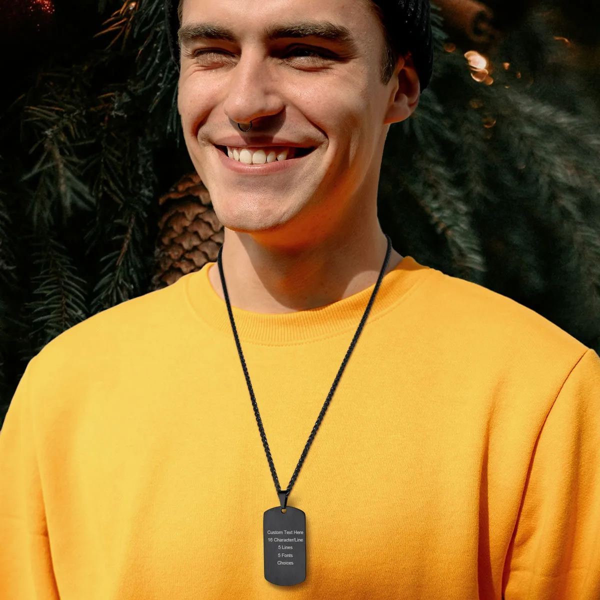 Custom Engraved Double Sided Dog Tag men Necklace