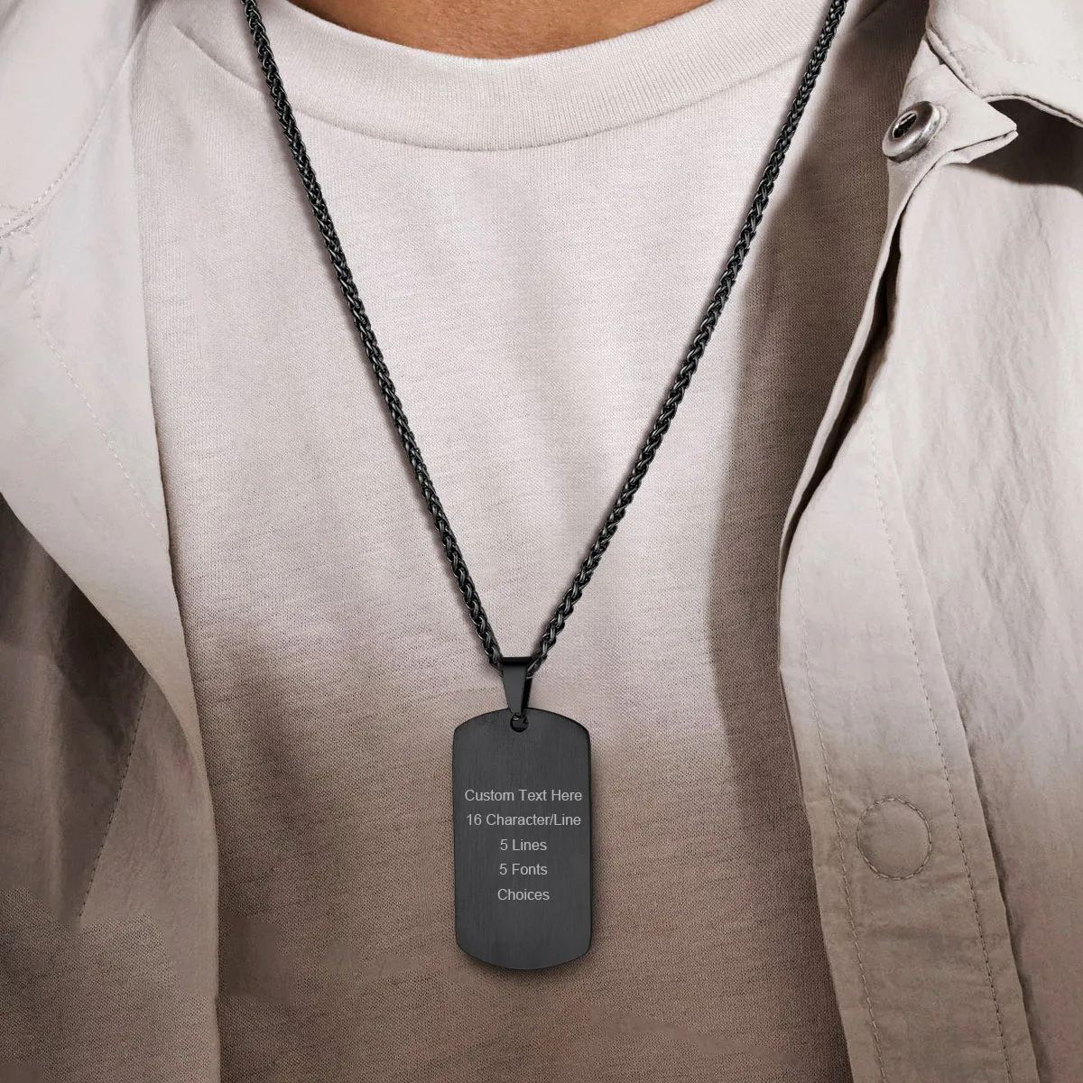 Engraved Double Sided Dog Tag Necklace for Men