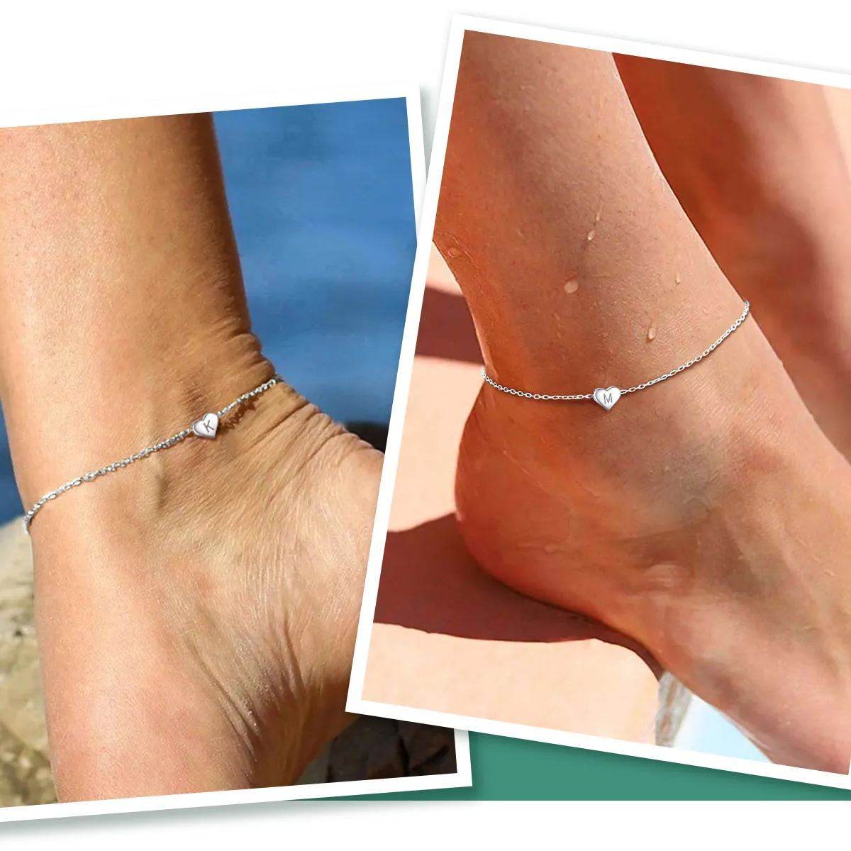925 Sterling Silver Initial Anklets Ankle Bracelet For Women scene