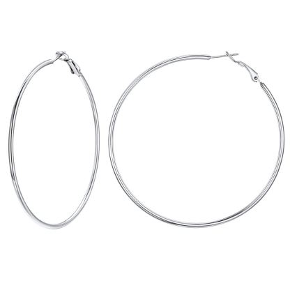 Stainless Steel Round Hoop Earrings For Women 