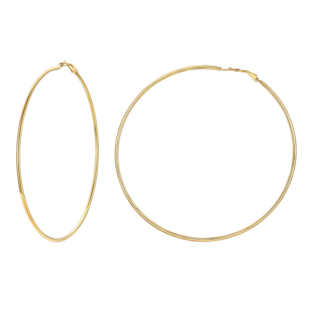 Stainless Steel Round Hoop Earrings For Women 