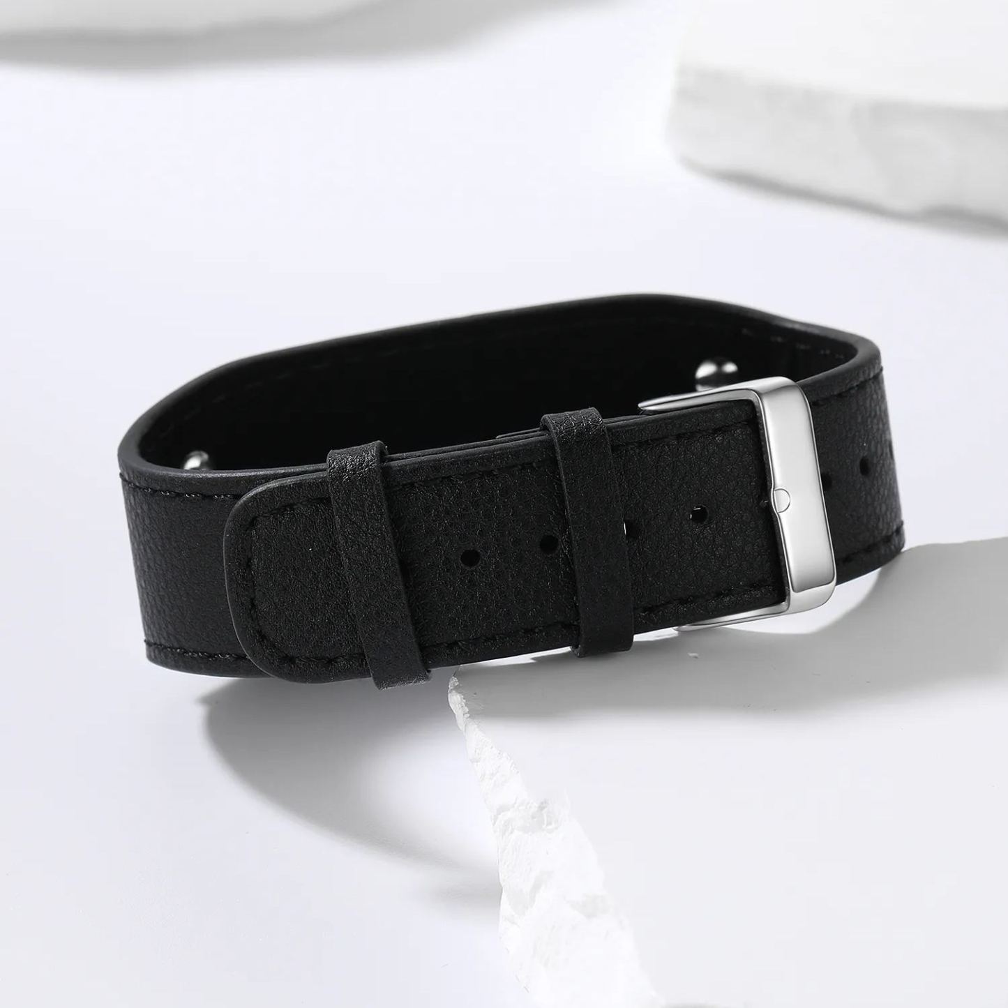 American Flag Bracelet Black Leather for Men