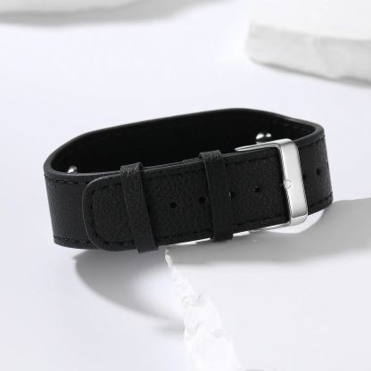 American Flag Bracelet Black Leather for Men