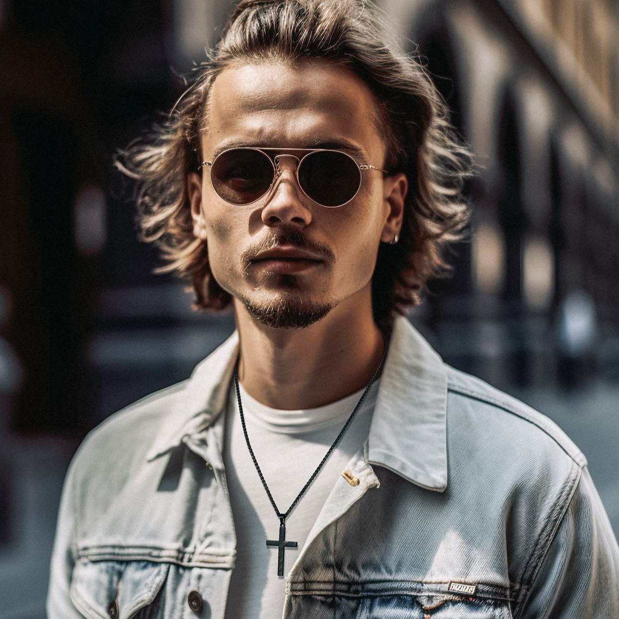 Patriotic American Flag Cross Pendant Necklace independence day for Men Women