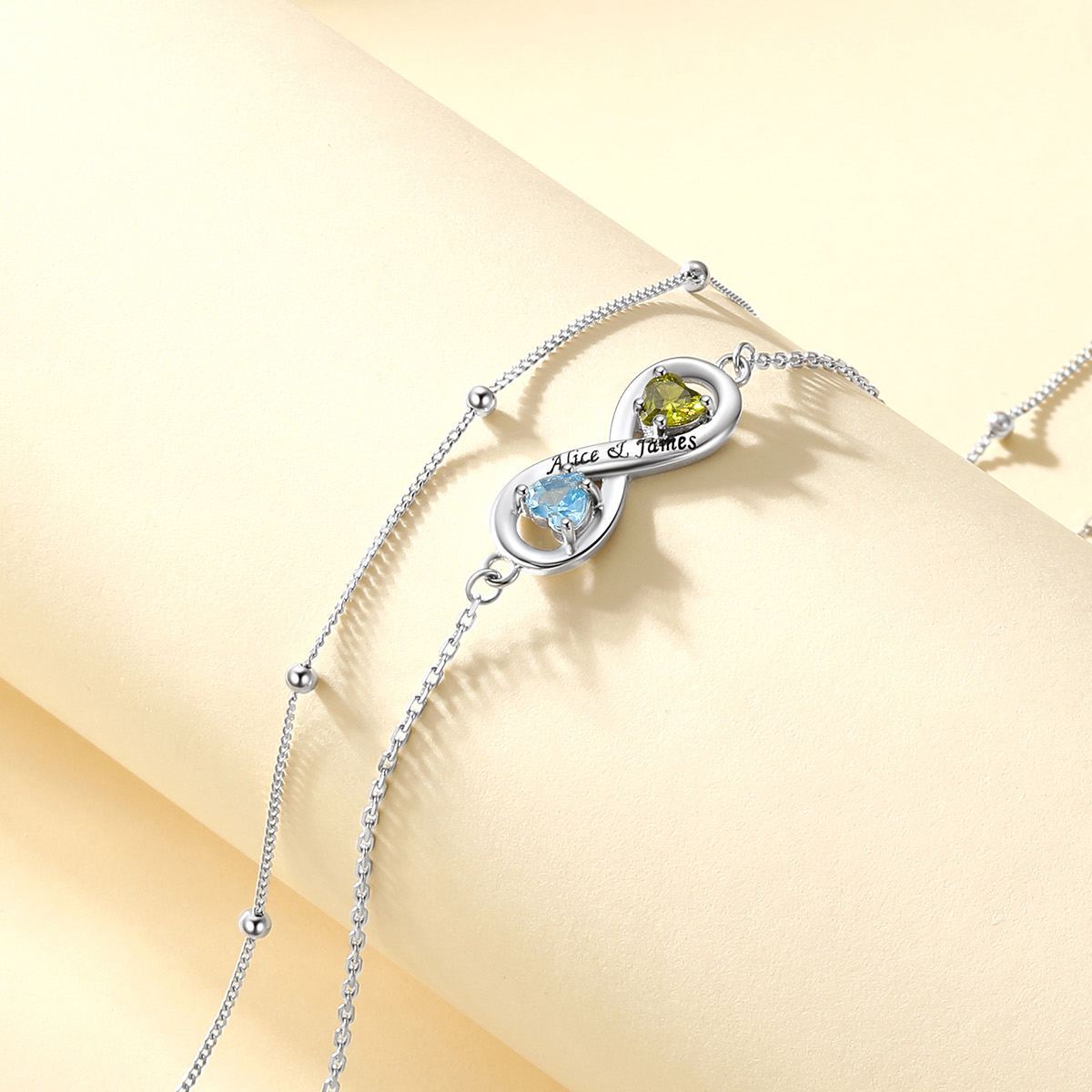 Custom Engraving Birthstone Infinity Anklet