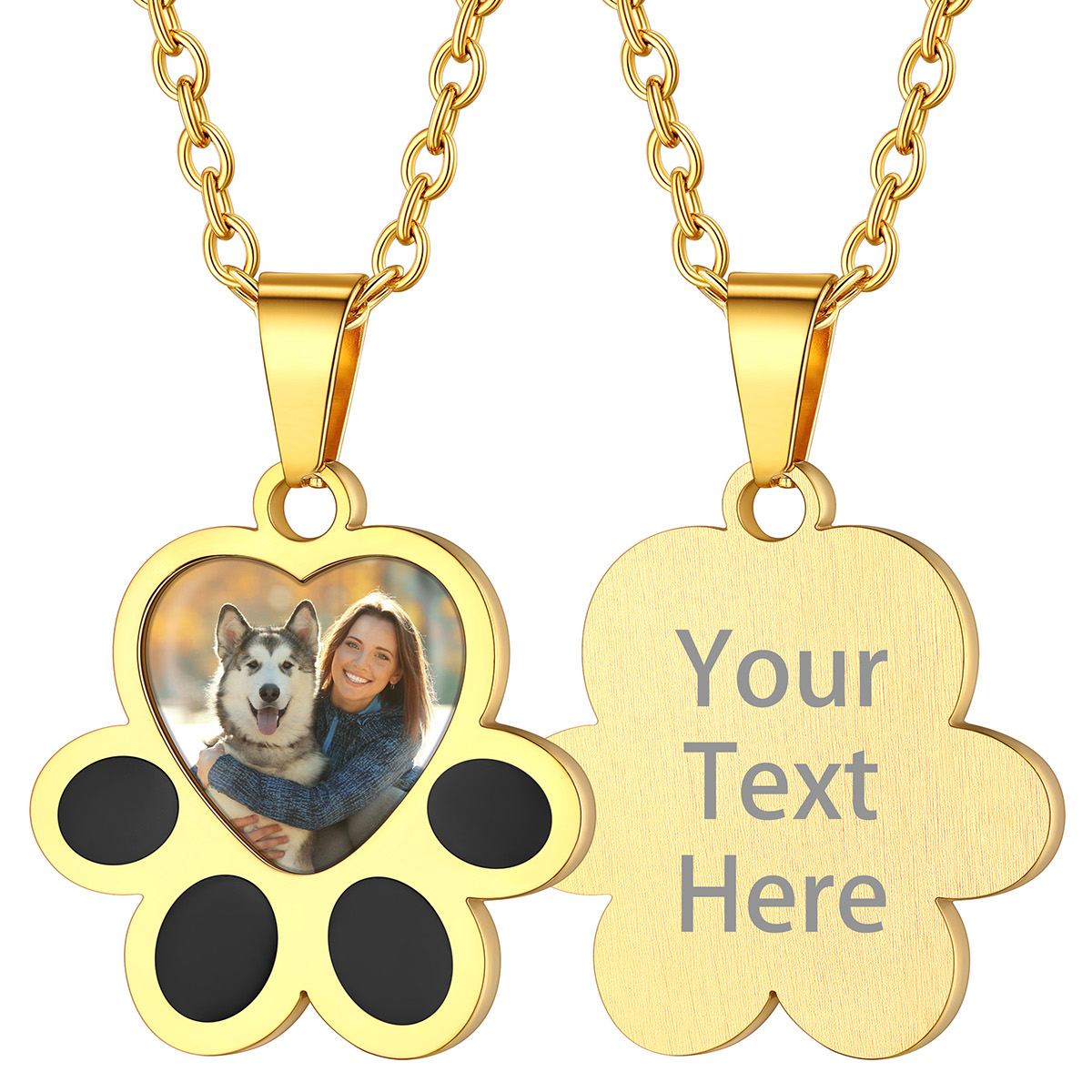 Custom Photo Necklace Gift Jewelry for Pet Lover gold