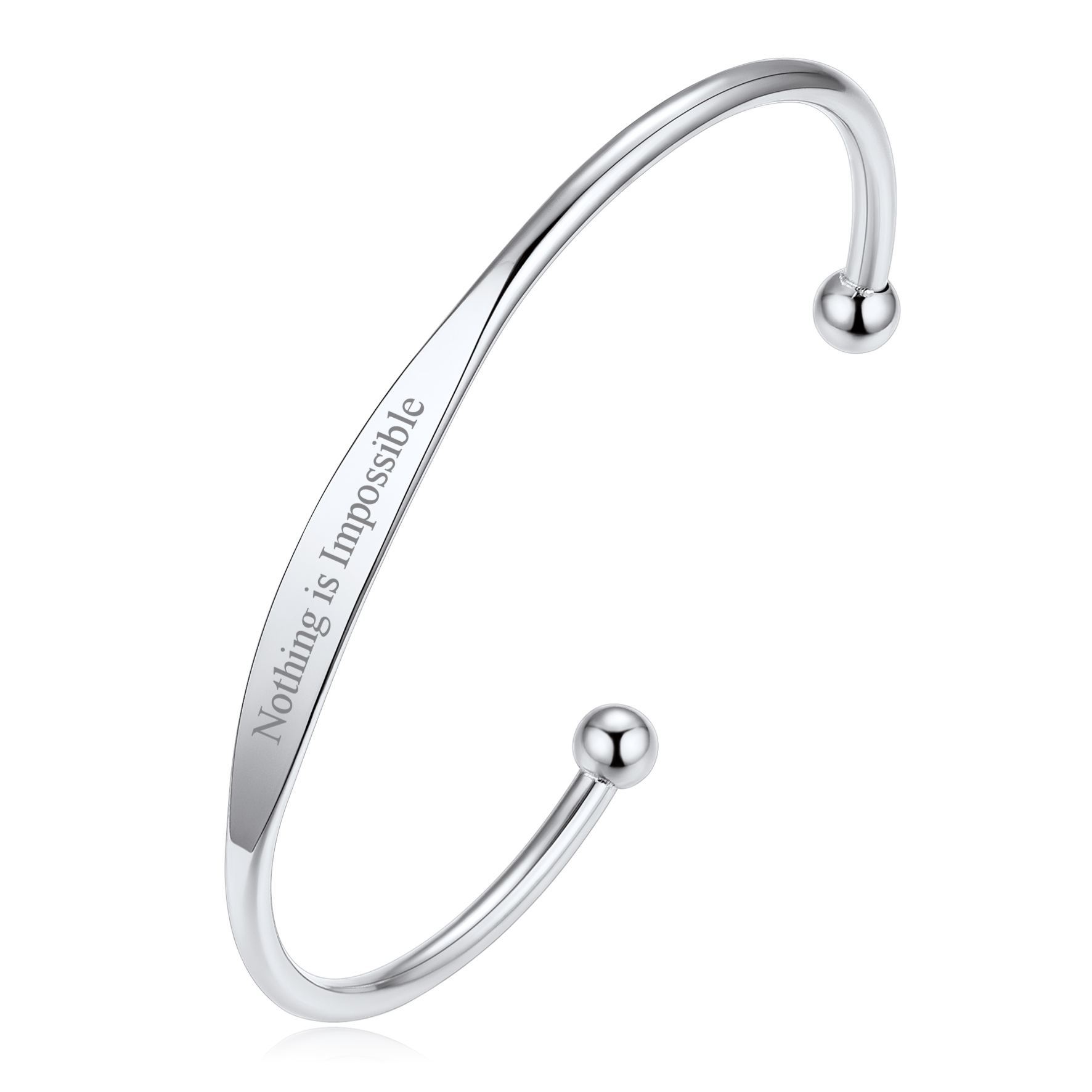 Personalized Engraved Name Cuff Bracelets Women silver