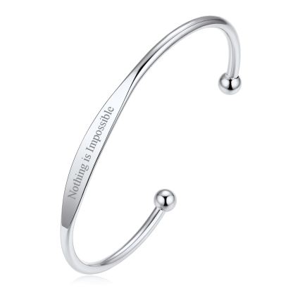 Personalized Engraved Name Cuff Bracelets Women silver