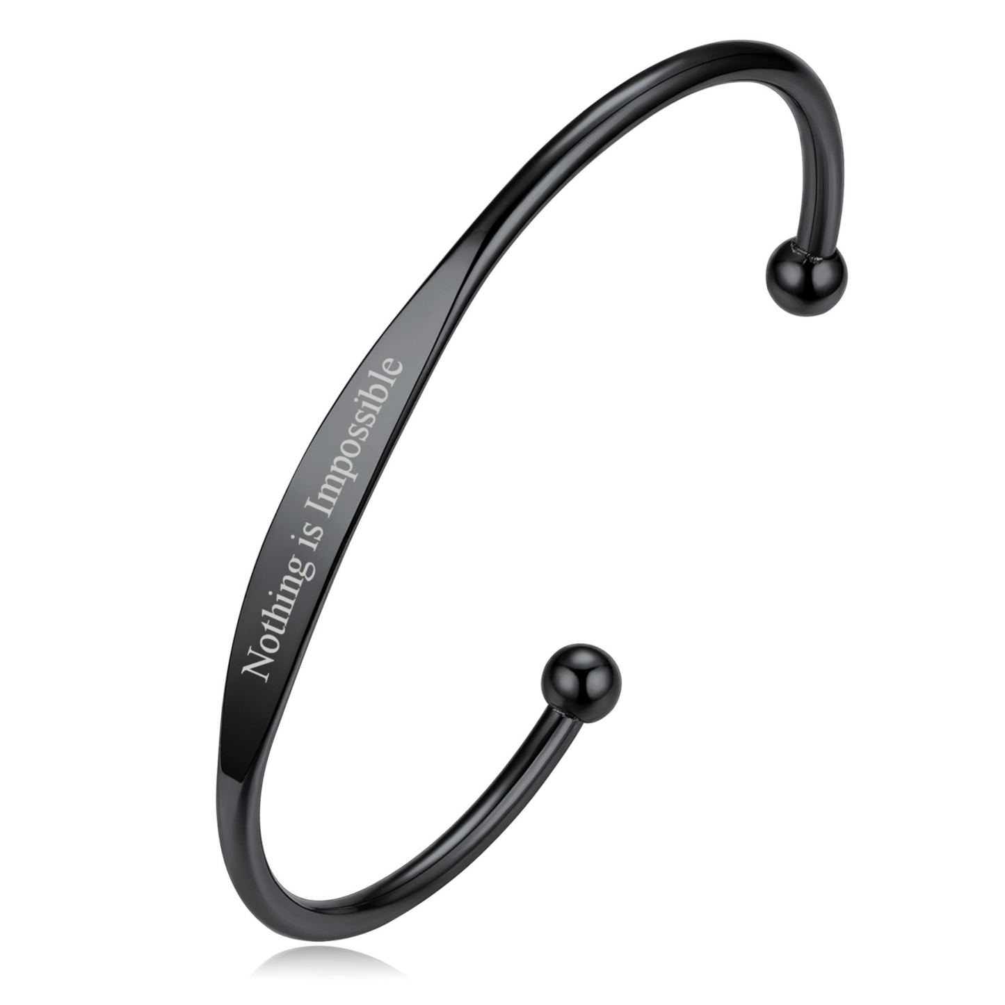 Personalized Engraved Name Cuff Bracelets for Women black