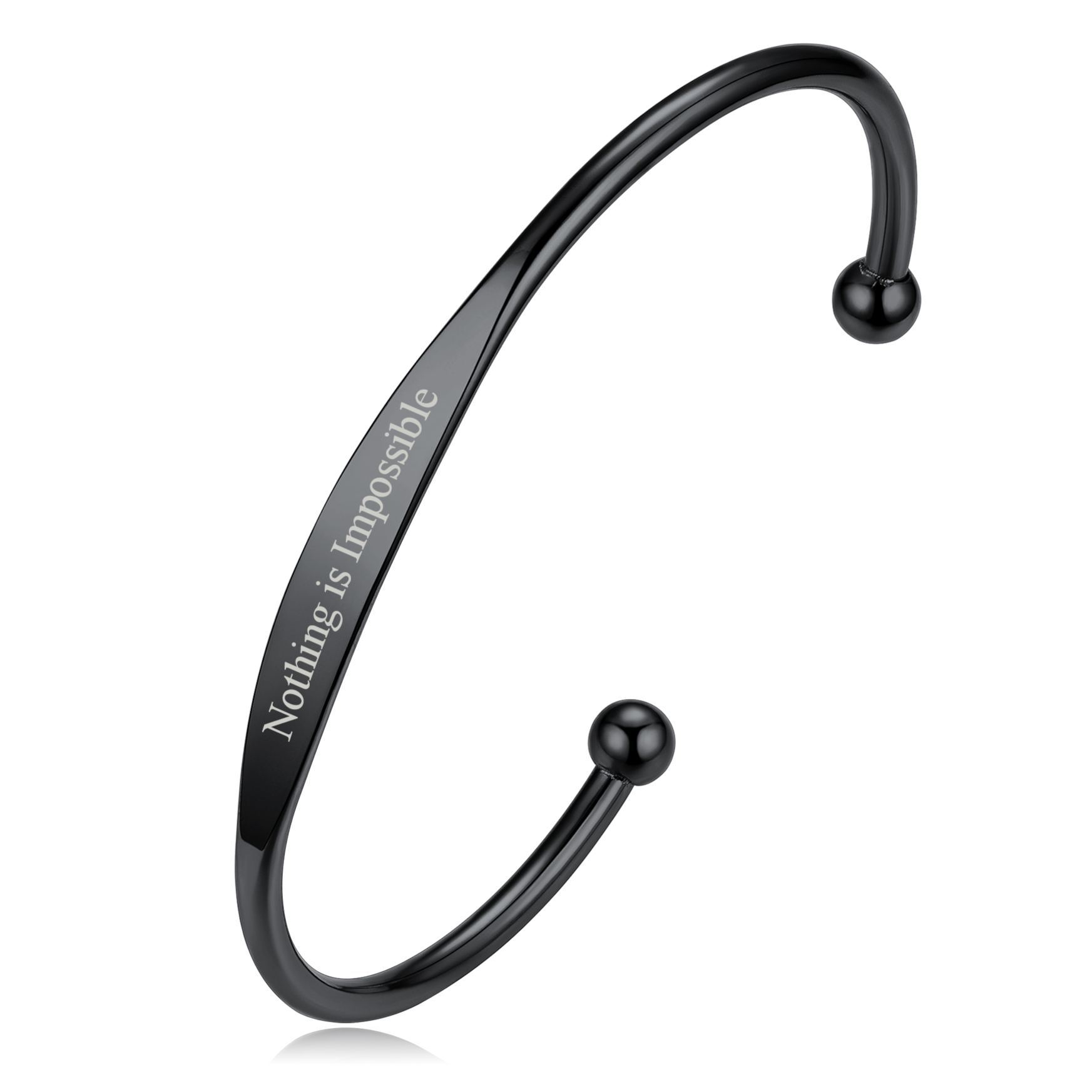 Personalized Engraved Name Cuff Bracelets for Women black