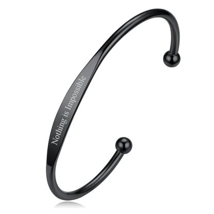Personalized Engraved Name Cuff Bracelets for Women black
