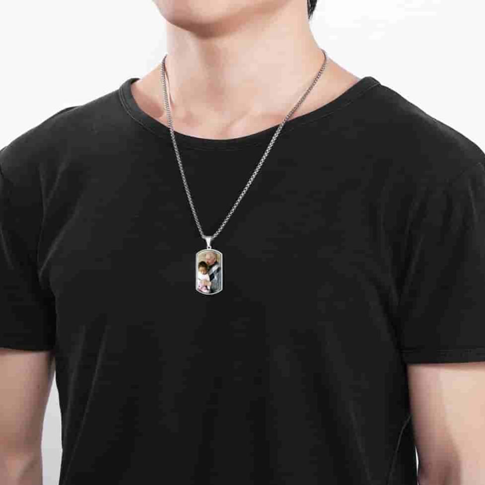 Custom4U Personalized Fingerprint Dog Tag Necklace