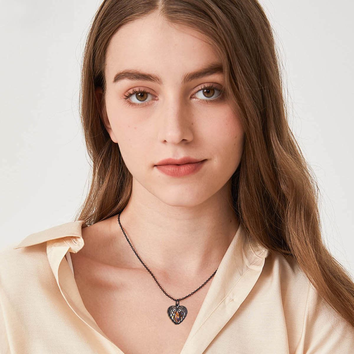 Personalized Angel Wings Heart Locket Necklace